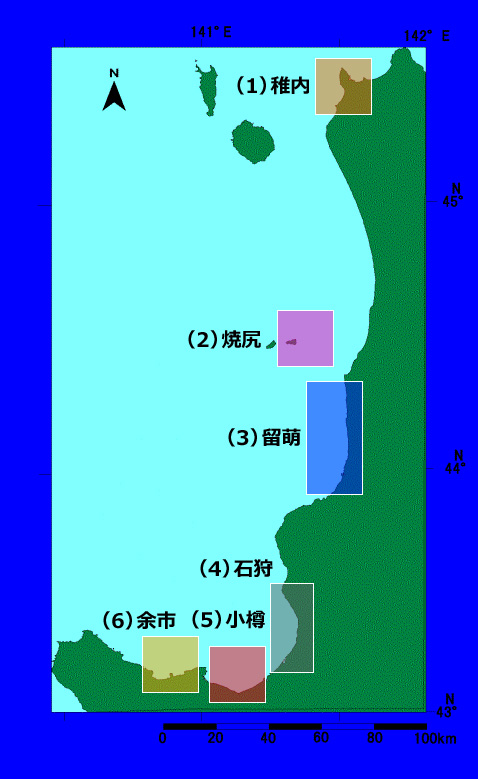 日本海ニシン産卵床マップ