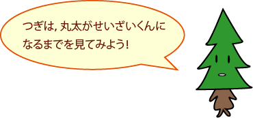 次は、丸太がせいざいくんになるまでを見てみよう！