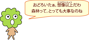 おどろいたぁ、想像以上だわ。森林って、とっても大事なのね