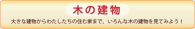 木の建物：大きな建物からわたしたちの住む家まで、いろんな木の建物を見てみよう！