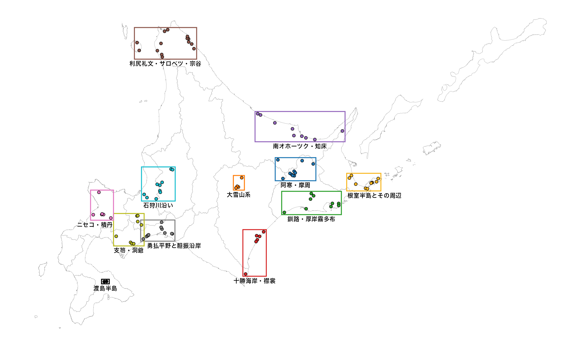湖沼のエリア分け