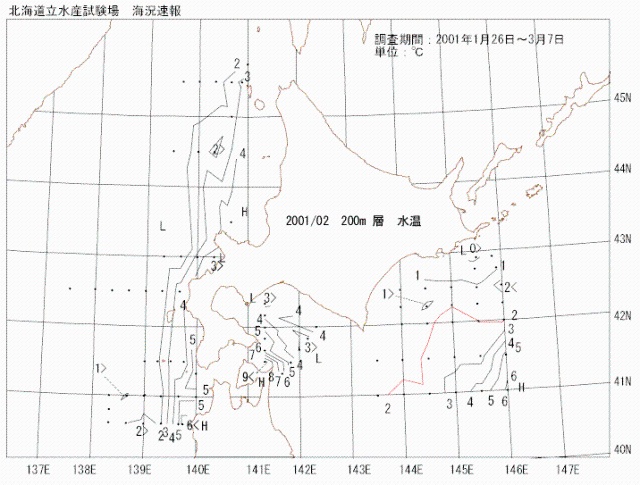 200メートル層水温の図