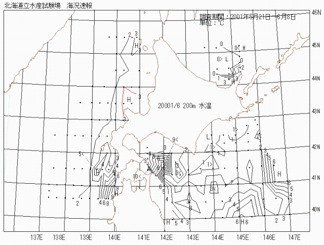 200メートル層水温の図