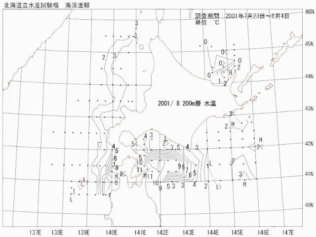 200メートル層水温の図