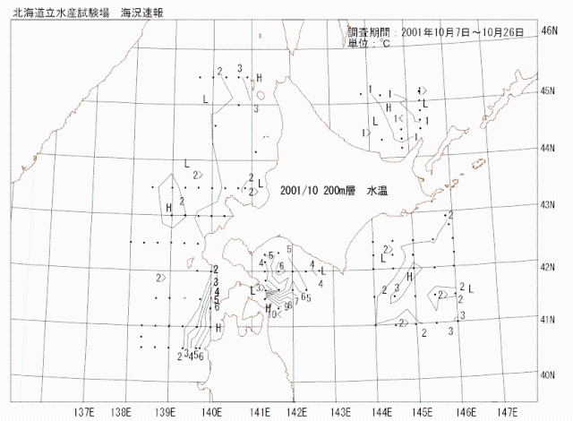 200メートル層水温の図