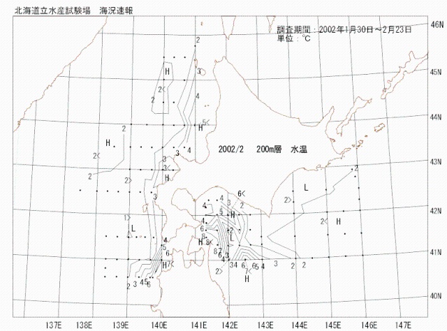 200メートル層水温の図