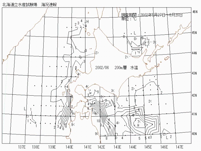 200メートル層水温の図