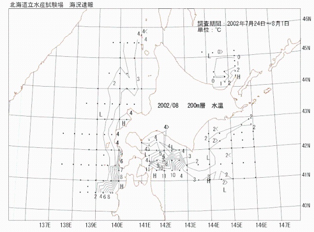 200メートル層水温の図