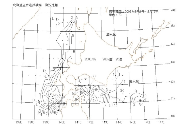 200メートル層水温の図