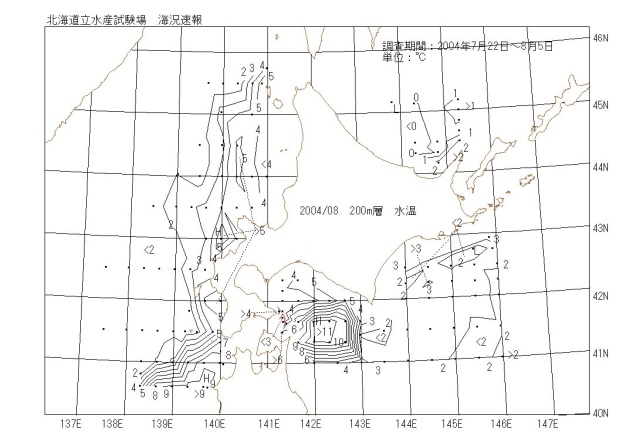 200メートル層水温の図