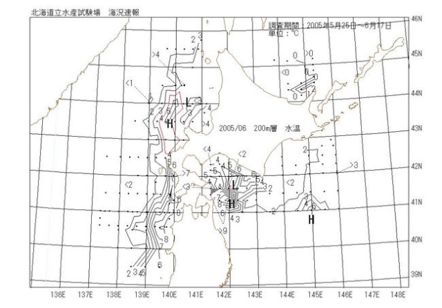 200メートル層水温の図