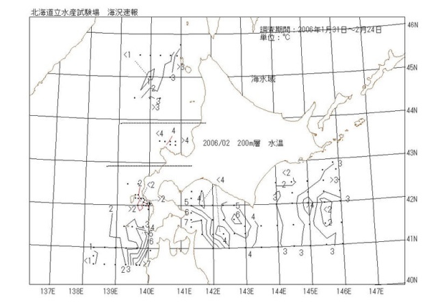 200メートル層水温の図