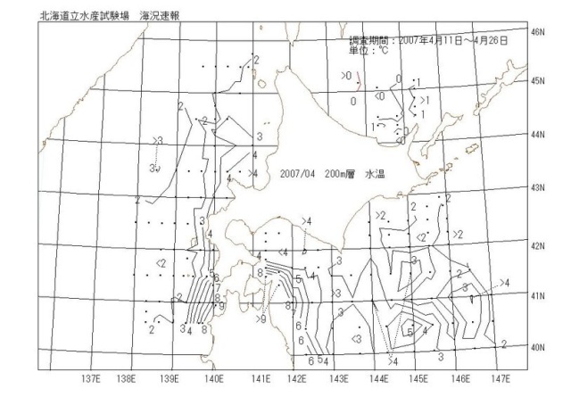 200メートル層水温の図