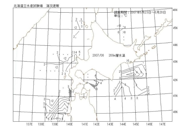 200メートル層水温の図