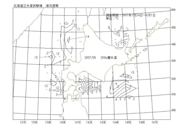 200メートル層水温の図