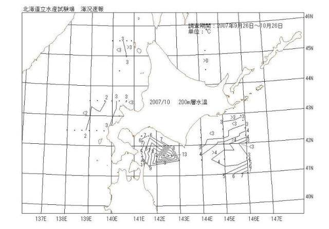 200メートル層水温の図