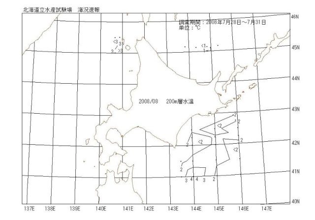 200メートル層水温の図