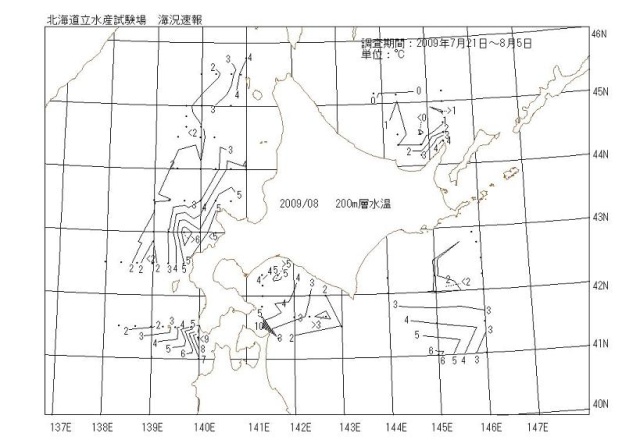 200メートル層水温の図