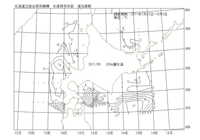 200メートル層水温の図