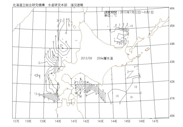 200メートル層水温の図