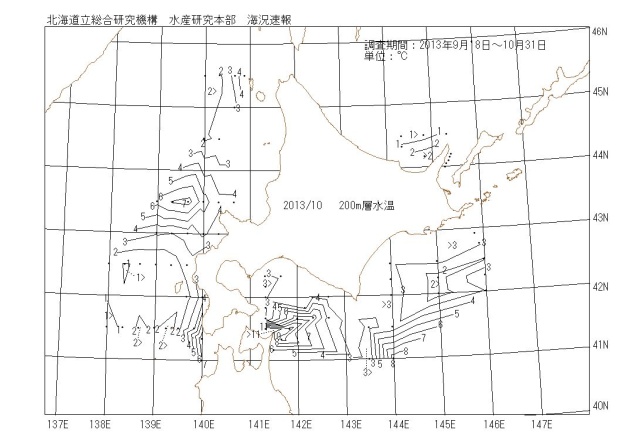 200メートル層水温の図