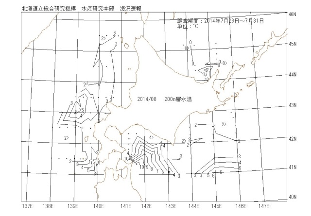 200メートル層水温の図