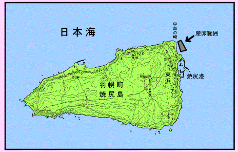 焼尻地区で産卵範囲を示した図