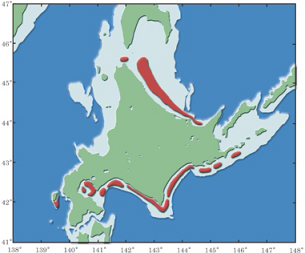 ケガニの漁場図