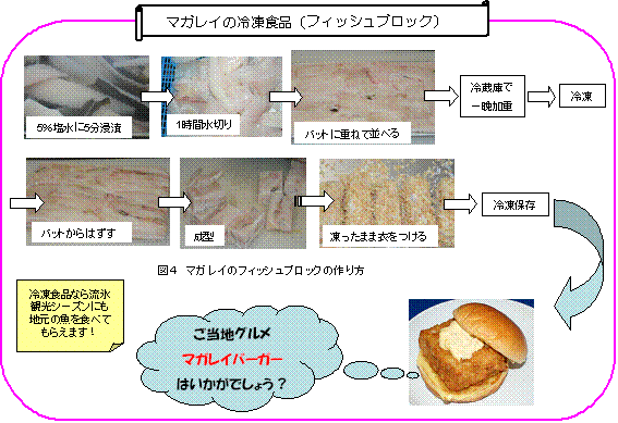 マガレイの冷凍食品（フィッシュブロック）