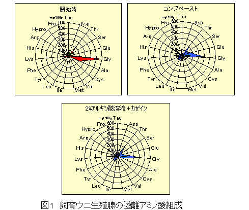 図1 飼育ウニ生殖腺の遊離アミノ酸組成