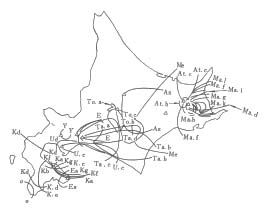 沖積世火山噴出物の分布